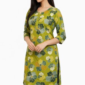 women printed straight kurti | floral print | 3/4 sleeve kurta for daily & casual wear